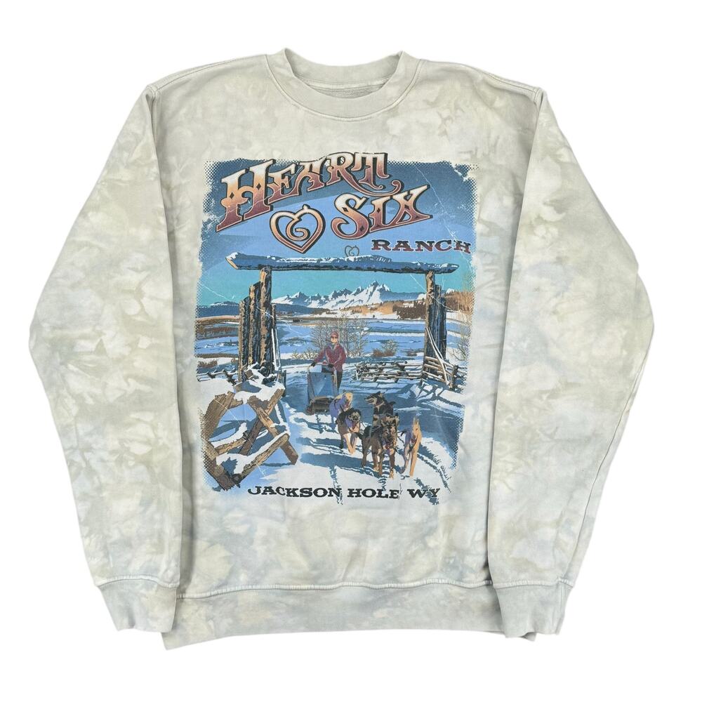 Big Vista Heart & Six Ranch Jackson Hole WY Tie Dye Crewneck Sweatshirt Medium